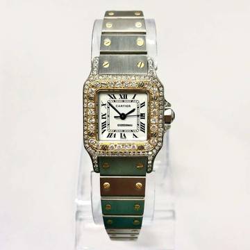  Cartier Santos Galbée 24mm Automatic 2 Tone 1.09TCW Diamond Watch </h1> 