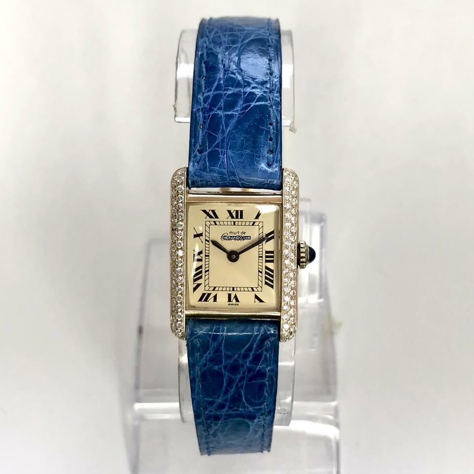 Cartier Tank 20mm GP Silver Manual Winding O.67TCW Diamond Watch </h1>