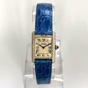  Cartier Tank 20mm GP Silver Manual Winding O.67TCW Diamond Watch </h1> 