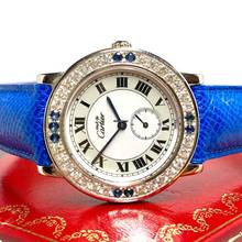 Thumbnail von Cartier RONDE 32mm Quartz Silver 1.01TCW DIAMONDS & Blue SAPPHIRES Watch </h1>