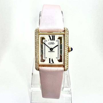  Cartier Tank Quartz 23mm GP Silver ~.55TCW Diamond Watch Trinity Dial </h1> 