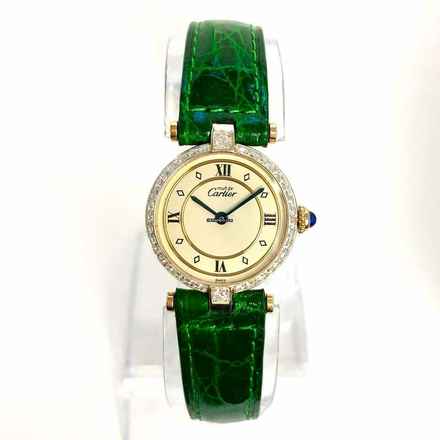  Cartier VERMEIL 24mm Quartz GP Argent 0.58TCW Diamond Watch </h1> 