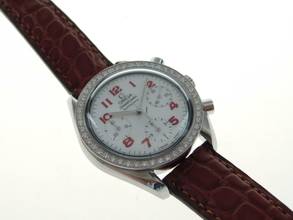 Thumbnail von Omega Speedmaster Ladies Chronograph Lady 39mm mit original Diamant Lünette und neuem echten Krokoband TOP </h1>