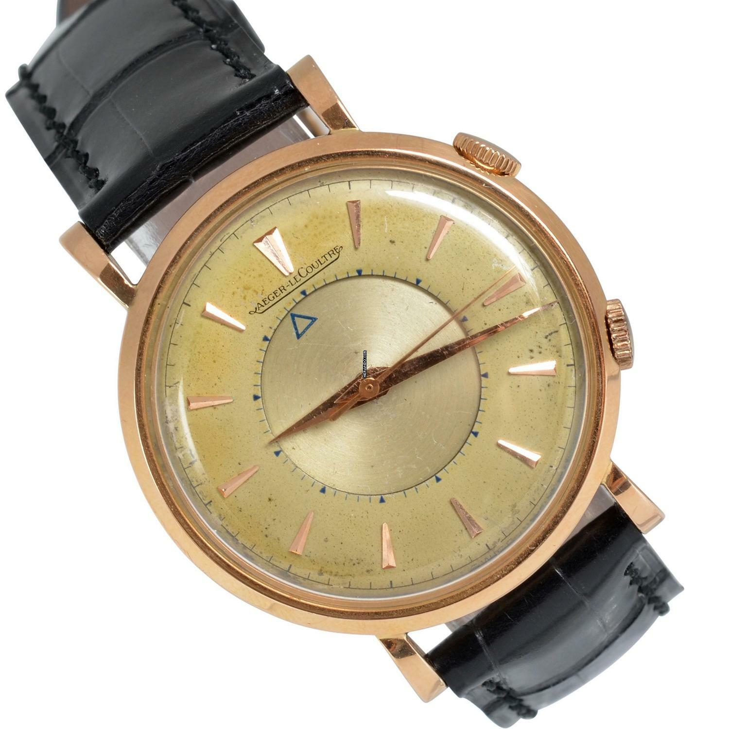 LECOULTRE Memovox Alarm wrist bicolour ivory dial rose gold 18KT 1950's </h1>
