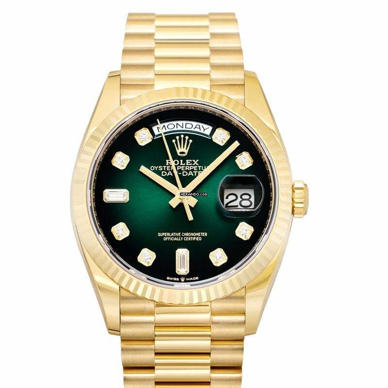 Rolex Day-Date 128234A Green - Day Date Automatic Green Dial 18kt Yellow Gold Men's Watch </h1>