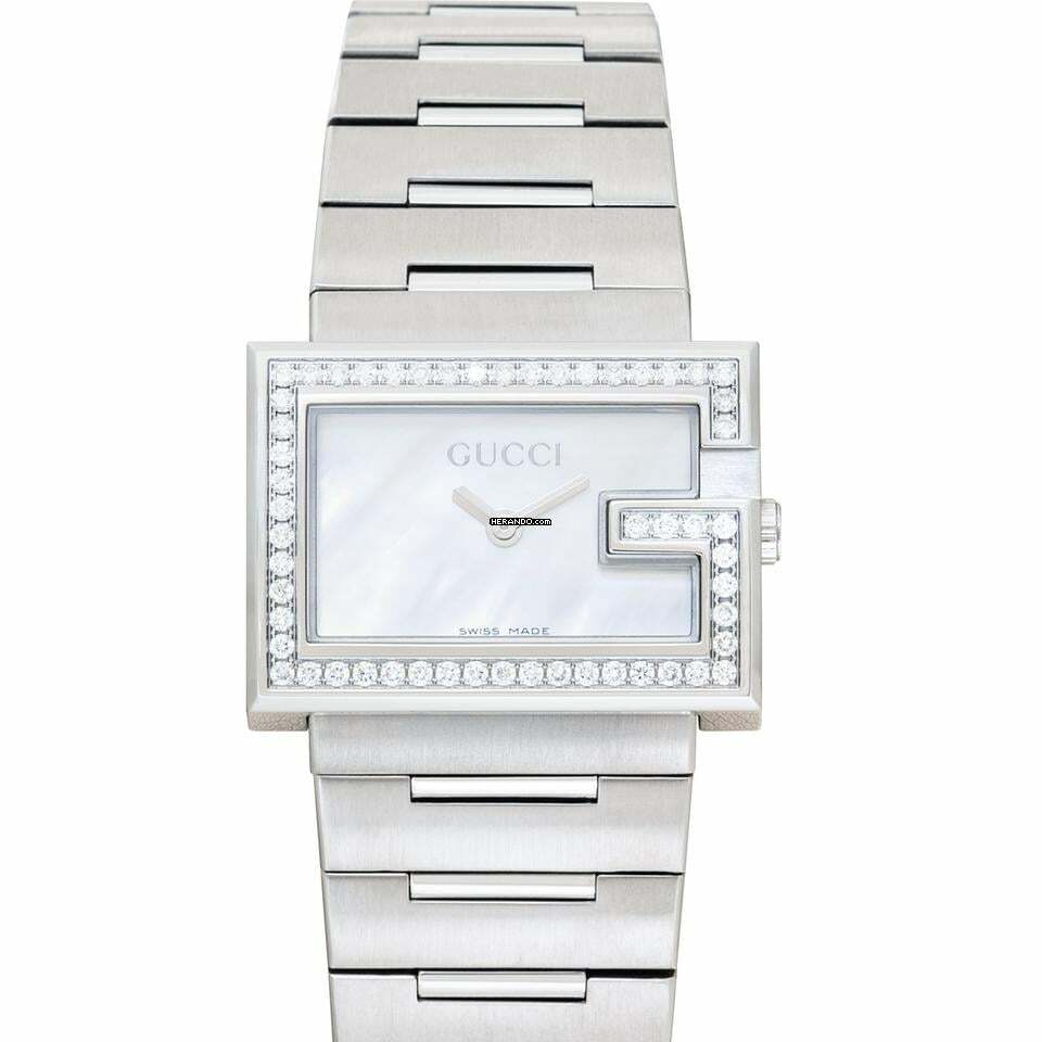 Gucci YA100510 - G Rectangle Quartz Mother of pearl Dial Stainless Steel Ladies Watch </h1>