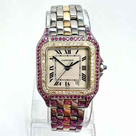  Cartier Panthère 27mm 1 Row Gold 0.48TCW Diamonds & 0.77TCW Red Rubies Watch </h1> 