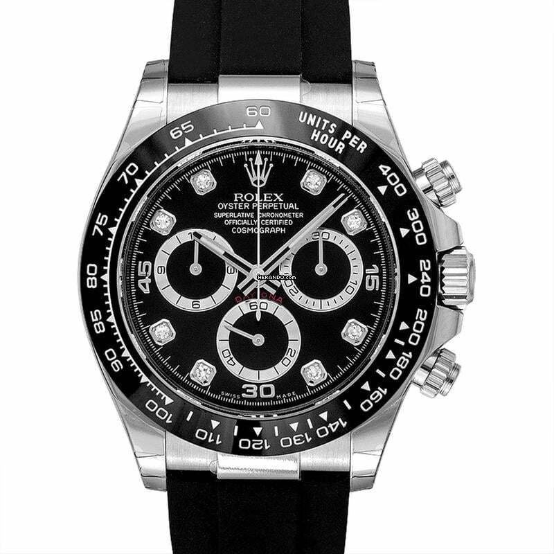 Rolex Daytona 116519GLN - Cosmograph Daytona 18ct White Gold Automatic Black Dial Diamonds Men's Watch </h1>