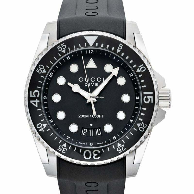 Gucci Dive YA136204B - Dive Quartz Black Dial Stainless Steel Men's Watch </h1>