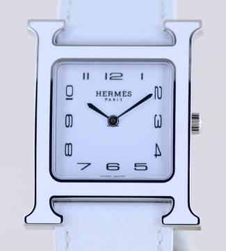  Hermès Heure H white Strap white Dial Big Version rar B+P new unworn 