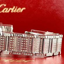 Thumbnail von Cartier Tank Française Quartz 20mm Steel ~6TCW Full DIAMOND Watch </h1>