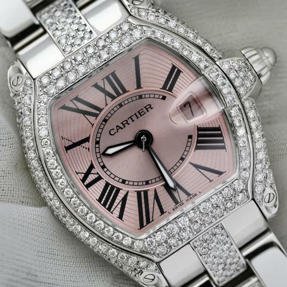 Cartier Roadster Quartz 31mm Steel ~5TCW Diamond Watch </h1>