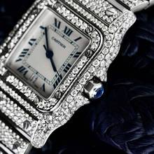 Thumbnail von Cartier Santos Galbée 29mm Quartz Steel 11.53TCW Full Diamond Watch </h1>