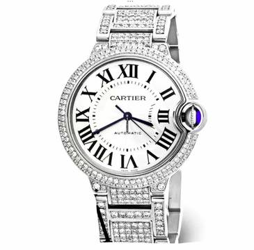  Cartier Ballon Bleu 28mm Quartz Steel ~7TCW DIAMOND Watch </h1> 