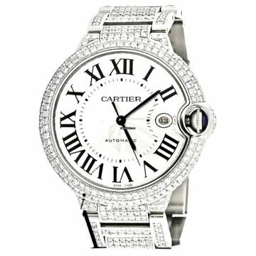  Cartier Ballon Bleu 42mm Automatic Steel ~8TCW DIAMOND Watch </h1> 