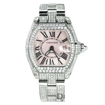 Cartier Roadster Quartz 31mm Steel ~7TCW Diamond Watch </h1> 