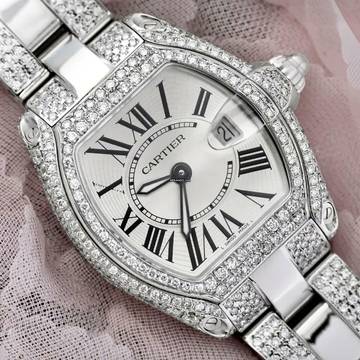  Cartier Roadster Quartz 31mm Steel ~6TCW Diamond Watch </h1> 