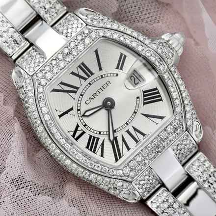  Cartier Roadster Quartz 31mm Steel ~6TCW Diamond Watch </h1> 