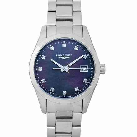  Longines Conquest Classic L23864886 - Conquest Classic Quartz Black Mother of Pearl Dial Diamond Ladies Watch </h1> 