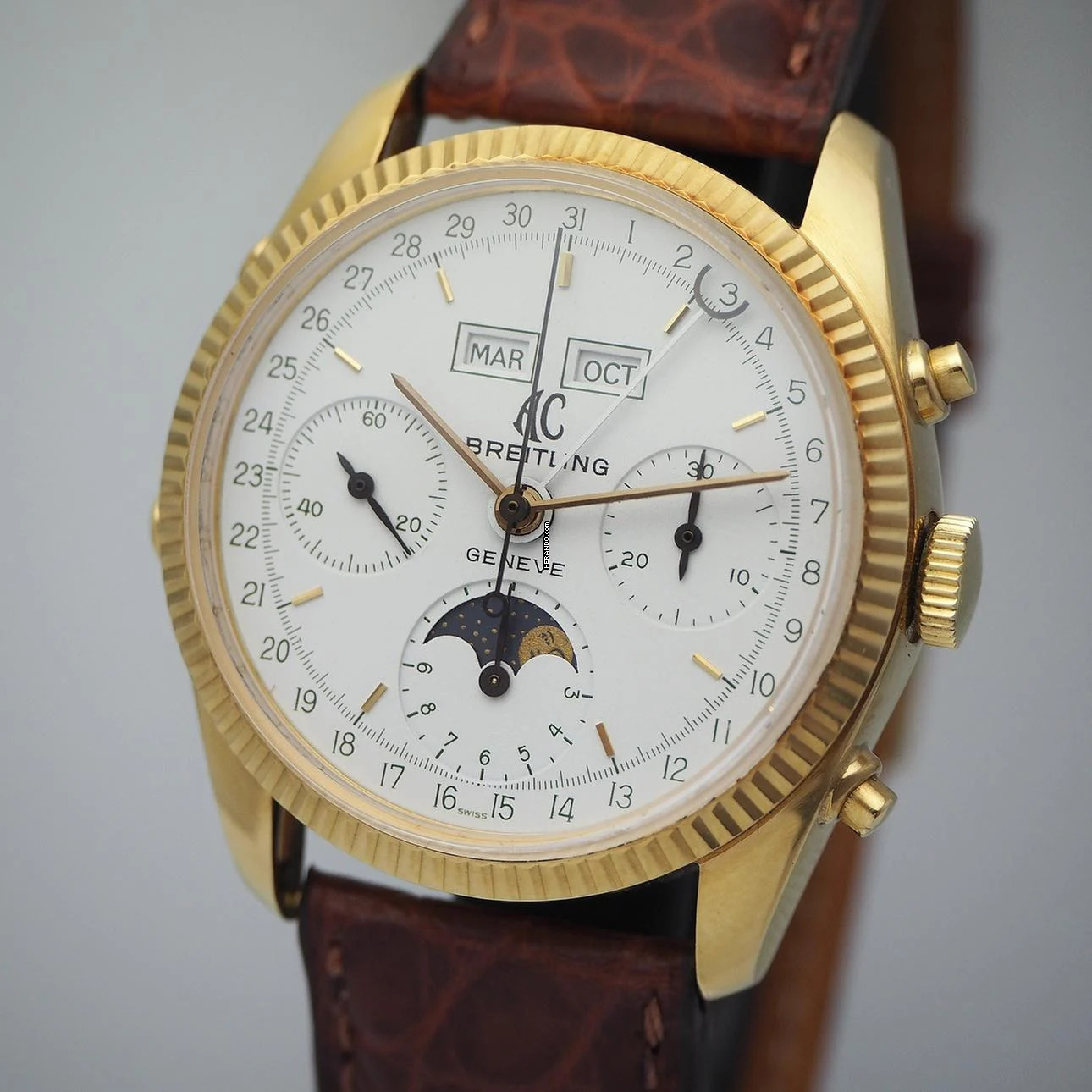 Breitling AC Cobra Chronograph Calendar Moon Valjoux 726 Gold 18k/750 very rare </h1>