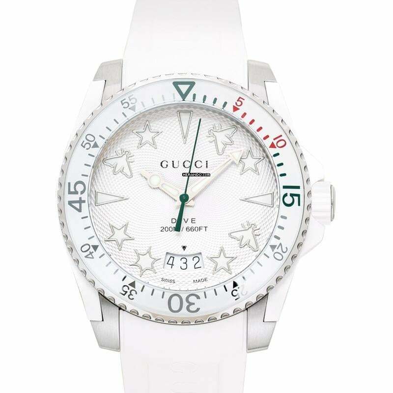 Gucci Dive YA136337 - Dive Quartz White Dial Stainless Steel Men's Watch </h1>