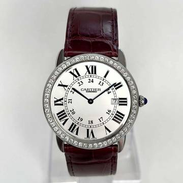  Cartier Ronde Solo de Cartier Date 36mm Quartz Steel 1TCW DIAMOND Watch </h1> 