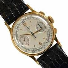 Thumbnail von Patek Philippe Chronograph 130 indelible silver dial yellow gold 18KT 1946's </h1>