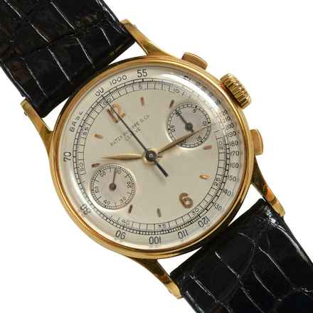  Patek Philippe Chronograph 130 indelible silver dial yellow gold 18KT 1946's </h1> 