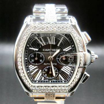  Cartier Roadster Chronograph 2618 Automatic 42mm Steel ~4TCW Diamond Watch </h1> 