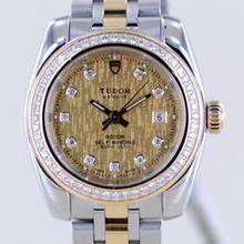 Thumbnail von Tudor Classic Date 28mm Lady Champagner Linen Diamond Dial Bezel Stahl-Gold rar </h1>