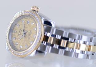 Thumbnail von Tudor Classic Date 28mm Lady Champagner Linen Diamond Dial Bezel Stahl-Gold rar </h1>