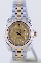 Thumbnail von Tudor Classic Date 28mm Lady Champagner Linen Diamond Dial Bezel Stahl-Gold rar </h1>