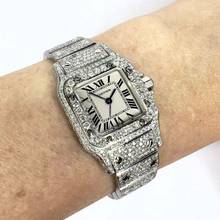 Thumbnail von Cartier Santos Galbée 24mm Quartz Steel 6.60TCW Diamond Watch </h1>