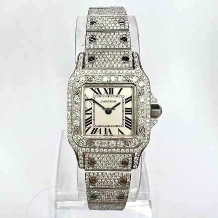  Cartier Santos Galbée 24mm Quartz Steel 6.60TCW Diamond Watch </h1> 