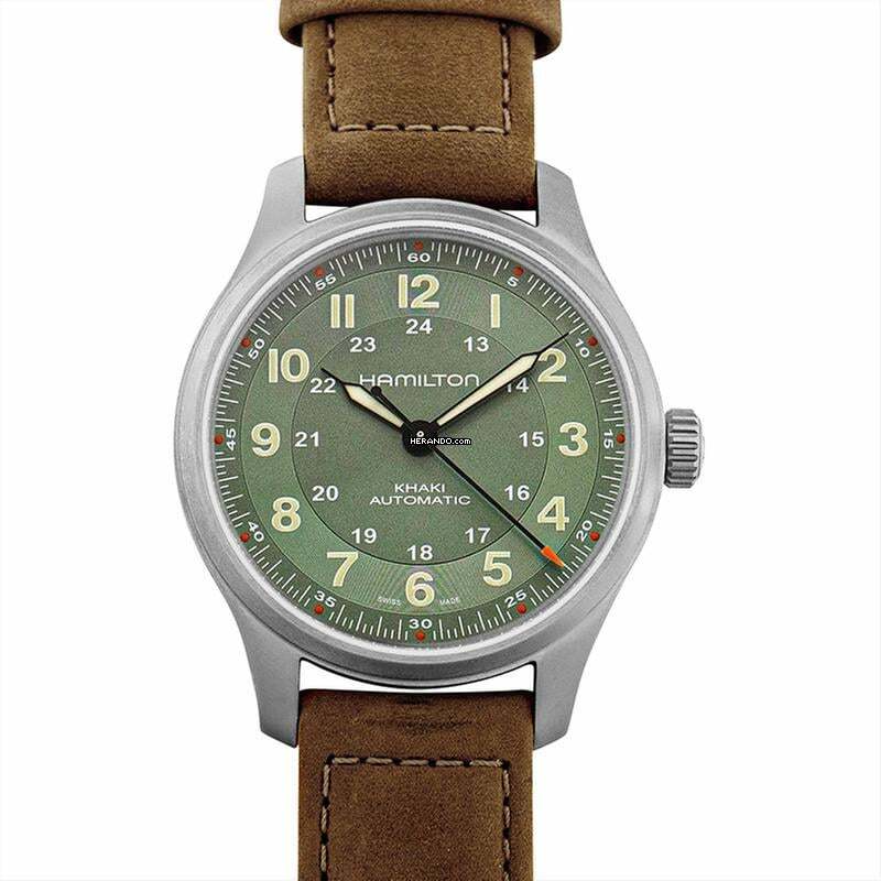 Hamilton Khaki Field Titanium H70545560 - Khaki Field Automatic Green Dial Titanium Men's Watch </h1>