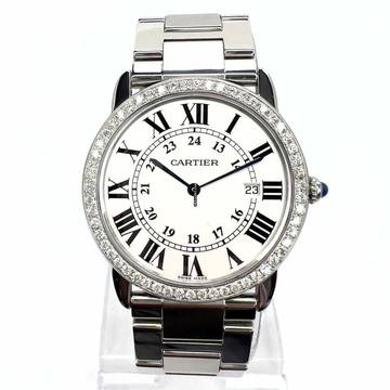  Cartier Ronde Solo de Cartier Date 36mm Quartz Steel 1TCW DIAMOND Watch </h1> 