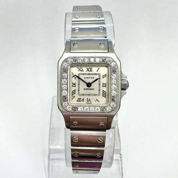  Cartier Santos Galbée 24mm Quartz Steel 0.69TCW Diamond Watch </h1> 