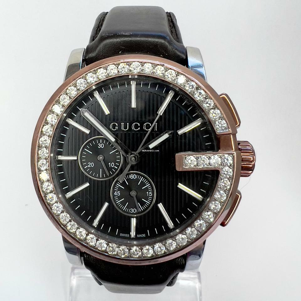 Gucci G Chronograph Quartz 44mm Steel 2.22TCW DIAMOND Watch </h1>