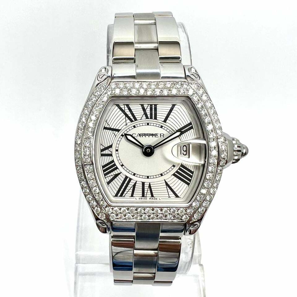 Cartier Roadster Quartz 31mm Steel 1.88TCW Diamond Watch </h1>