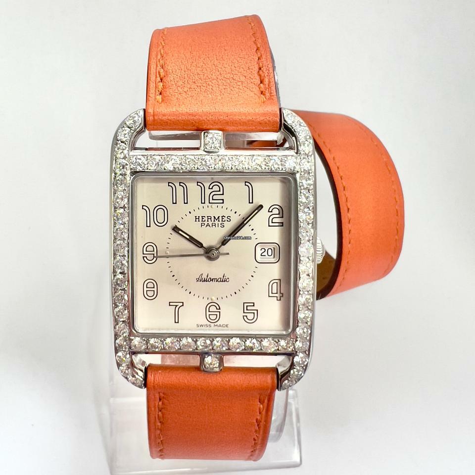 Hermès Cape Cod Automatic 29mm Steel 2.10TCW DIAMONDS Watch Hermès Double Tour Band  </h1>