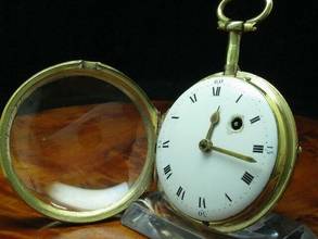 Thumbnail von Leton Messing Open Face Spindeltaschenuhr Mit Schnecke & Kette </h1>