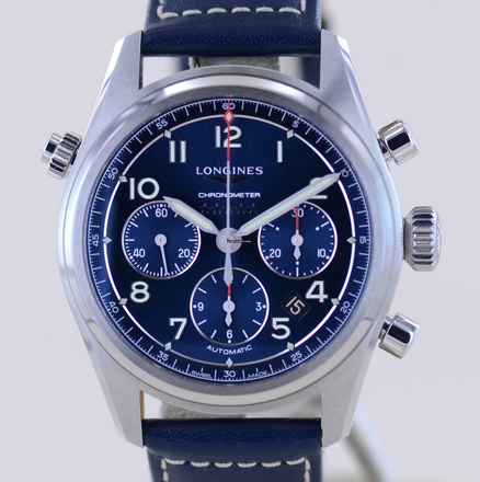  Longines Spirit Chronograph Automatic 42mm Leder + Stahlband blue dial B+P Top 2022 