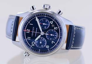 Thumbnail von Longines Spirit Chronograph Automatic 42mm Leder + Stahlband blue dial B+P Top 2022