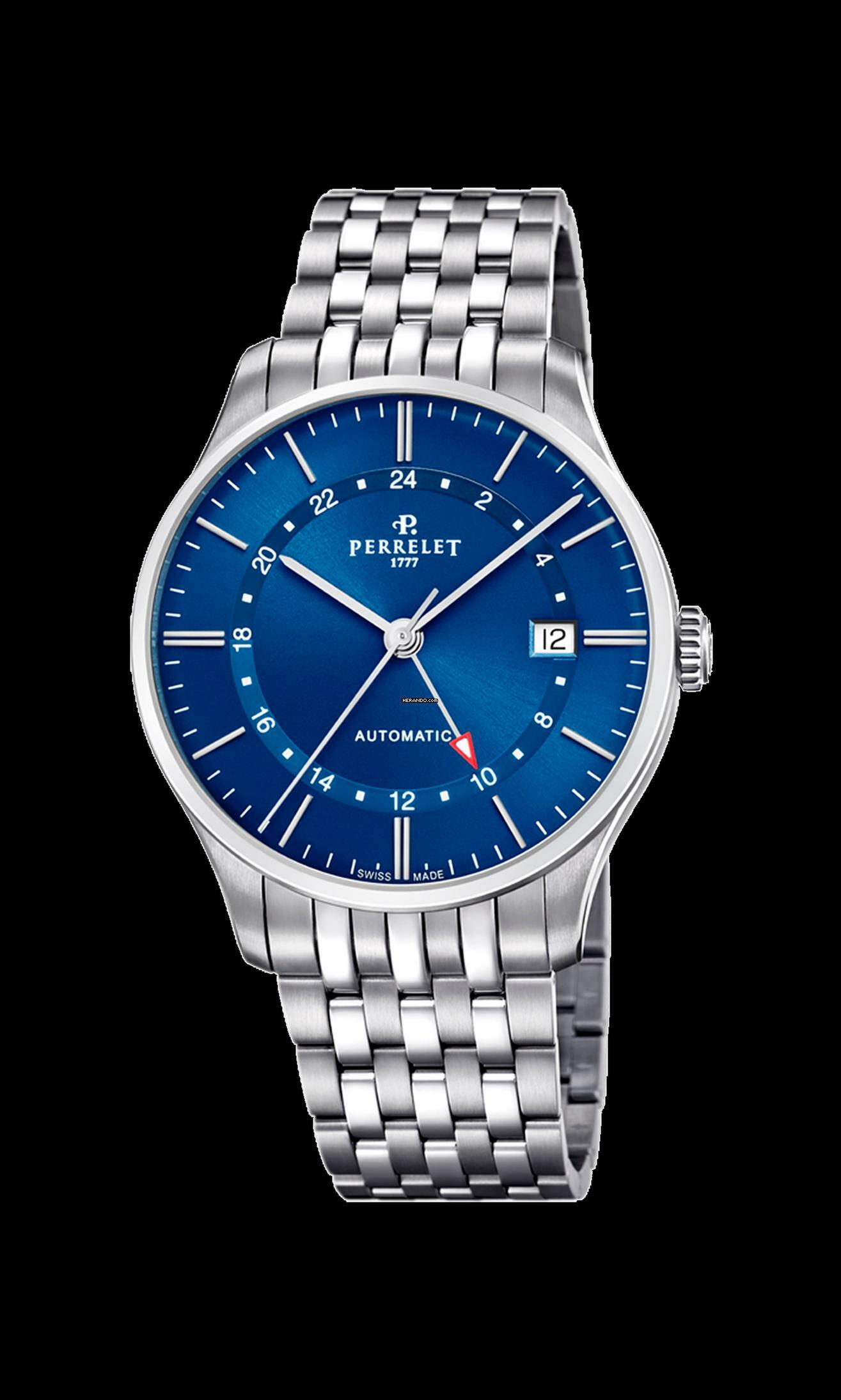 Perrelet Weekend Classic GMT Stahlband optional schwarz weiss und grün