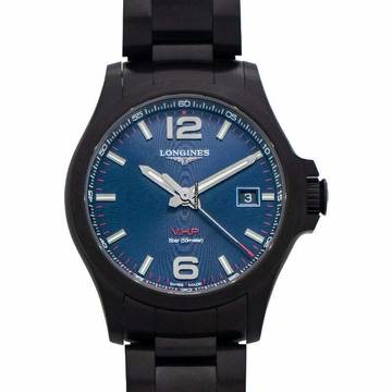  Longines Conquest L37262966 - Longines Conquest Quartz Blue carved Dial Black PVD coating Men's Watch </h1> 