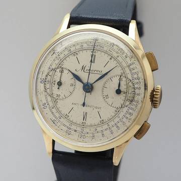  Minerva Vintage Telemetre Chronograph Gold 18k/750 very rare  