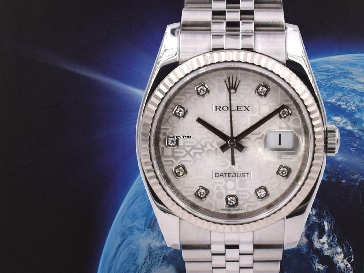 Rolex Datejust 36 116234 White Jubilee Dial With Big Diamonds - Full Set 36mm </h1>