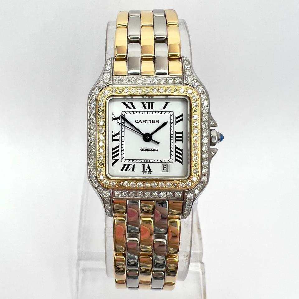 Cartier Panthère Quartz 27mm 3 Row Gold 1.25TCW DIAMOND Watch </h1>