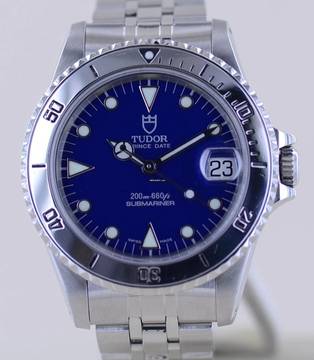  Tudor Submariner Medium blue Dial Klassiker Stahlband Unisex 36mm B+P </h1> 