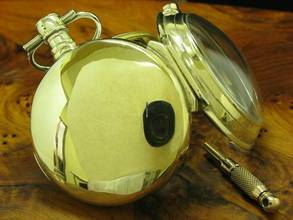 Thumbnail von Neusilber Open Face Spindeltaschenuhr Mit Schnecke & Kette Schlüsselaufzug </h1>